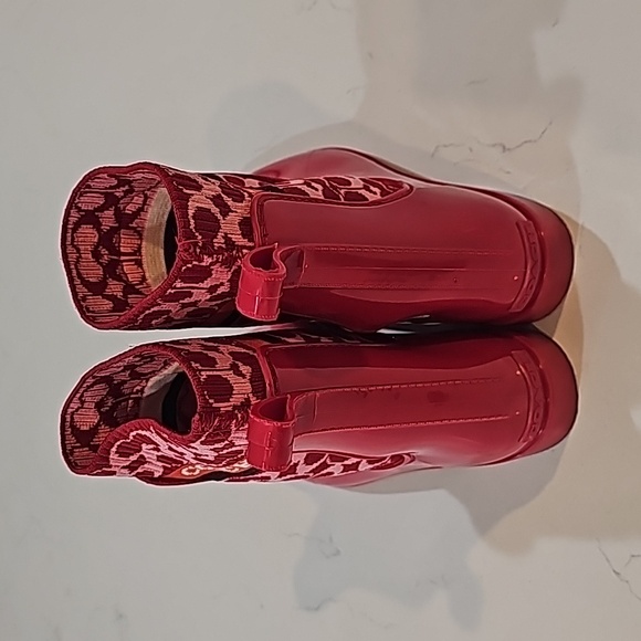 Coach Red Ankle Rain Boots Size 8 - Picture 3 of 4